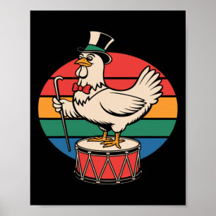 Poster Frango Chique Em Tamborim Retro Arco-Íris Marchand