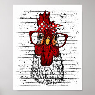 Poster Frango com bandana e óculos fofo