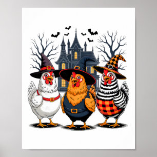 Poster Frango de Halloween Bruxa Temporada Assustadora Pa