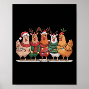 Poster Frango de Luzes de Natal Papai Noel Árvore de Nata