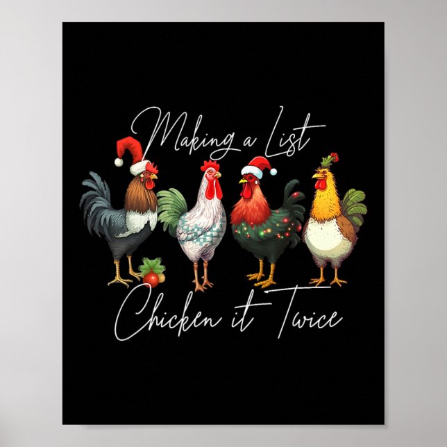 Poster Frango de Natal Lover Xmas Santa Hat É Muito Engra (Frente)