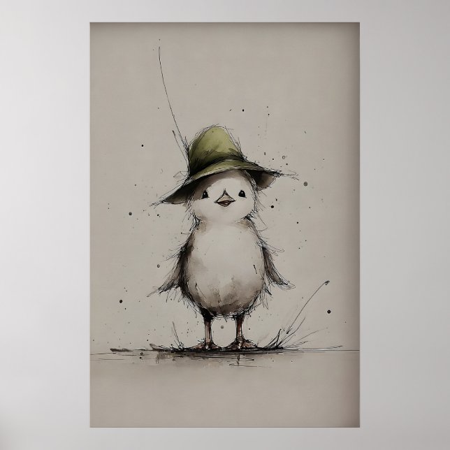 Poster Frango de Primavera, Arte Imprimível, Minimalista  (Frente)