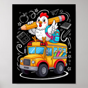 Poster Frango de Volta à Escola Autobús Escolar 100 Dias 