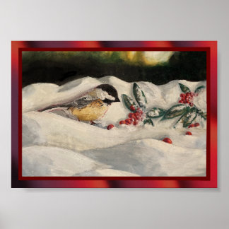 Poster Frango e Mistura na neve de inverno de Natal