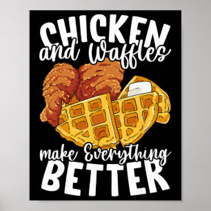 Poster Frango E Waffles Brunch Comida Engraçada