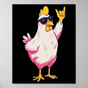 Poster Frango Engraçado Cartoon Retro Estilo Humor De Ave