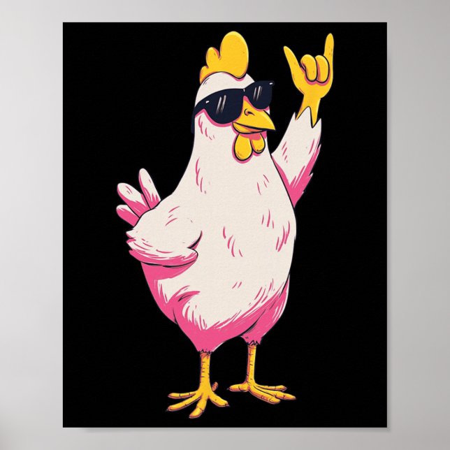 Poster Frango Engraçado Cartoon Retro Estilo Humor De Ave (Frente)