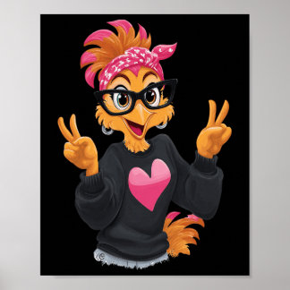 Poster Frango Engraçado Com Sinal de Paz Gles Frango Louc