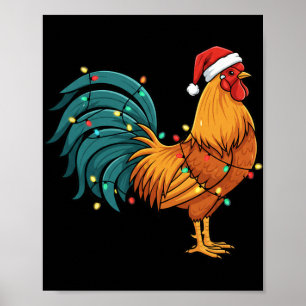 Poster Frango Eu Balanço Um Galo Festivo De Chapéu De Pap