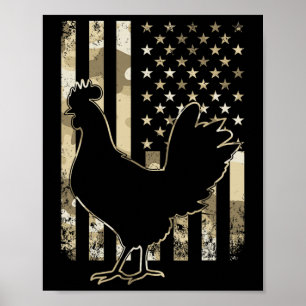 Poster Frango Eu Bandeira Americana Frango Patriótico Ama