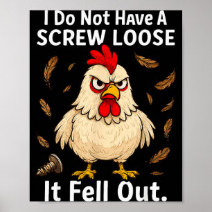 Poster Frango Eu Não Tenho Um Parafuso Solto, Engraçado, 