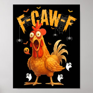Poster Frango Fantasma de Halloween F-caw-f