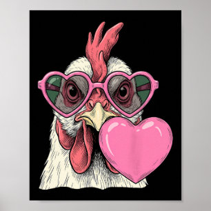 Poster Frango Fofo Sopra Bolha de Coração de São Valentim