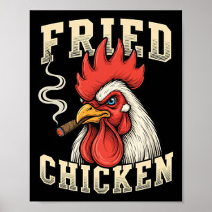 Poster Frango, Frango Frito Galo Com Charuto, Negrito Re