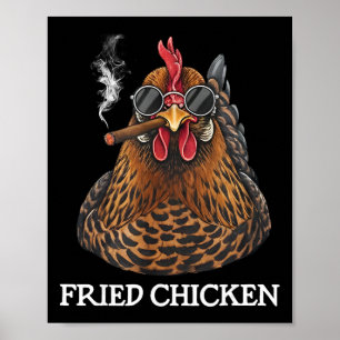 Poster Frango Frito Fumando Piada de Maconheiro Meme de M