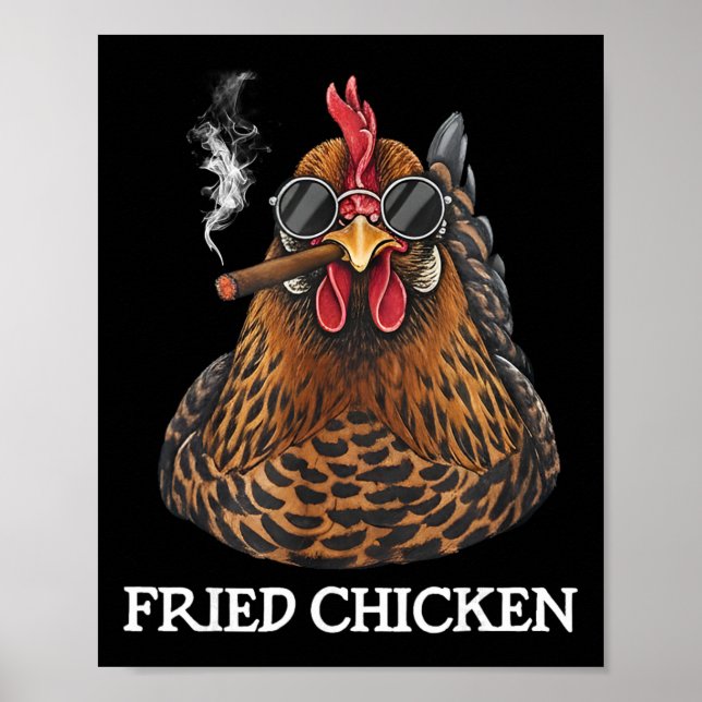 Poster Frango Frito Fumando Piada de Maconheiro Meme de M (Frente)