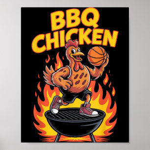 Poster Frango grelhado desenho engraçado de basquete na g