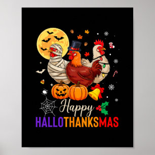 Poster Frango Halloween Dia de Ação de Graças Xmas Feliz 