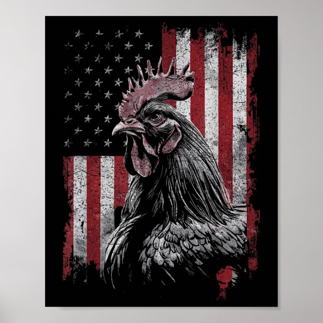 Poster Frango Hen Lover 4 De Julho Patriótico Eua Indepe (Frente)
