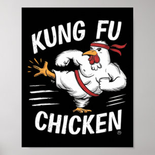 Poster Frango Kung Fu Engraçado Karate Galo Mulheres Home