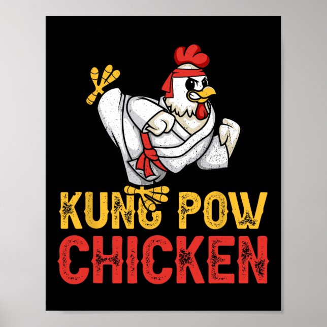 Poster Frango Kung Pow Engraçado Karate Frango Ninja Um G (Frente)
