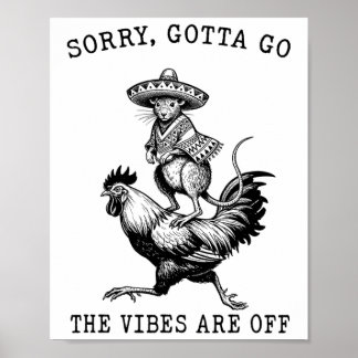 Poster Frango Montado em Canguru Desculpe, Vibrações Estã