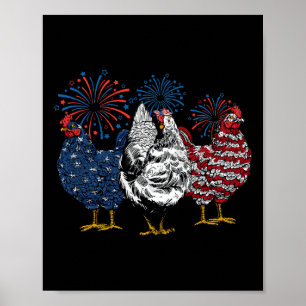 Poster Frango Patriótico EUA 4 De Julho Dia Da Independên