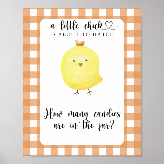Poster Frango pequeno - adivinhe quantos doces (Frente)