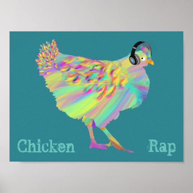 Póster Frango Rap Funny Carne Livre De Vegan Música Arte  (Frente)