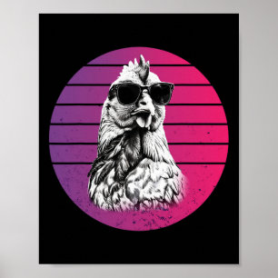 Poster Frango Sungles Desenho Legal Penas Humor Animal