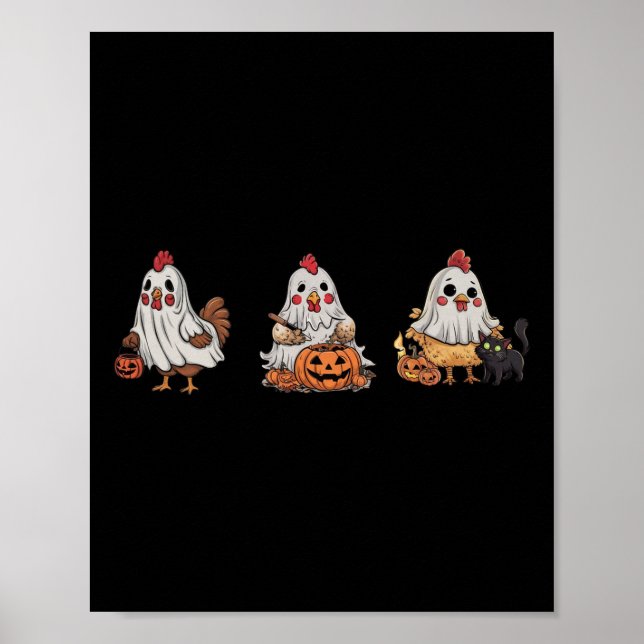 Poster Frangos De Fantasma Pumpkin Black Cat Hallow (Frente)