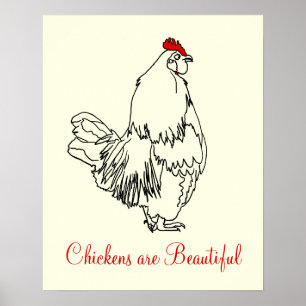 Poster Frangos são Desenho Artístico de um Galo Engraçado