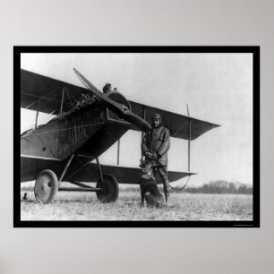 Poster Frank Stanton com um gato em seu avião 1922