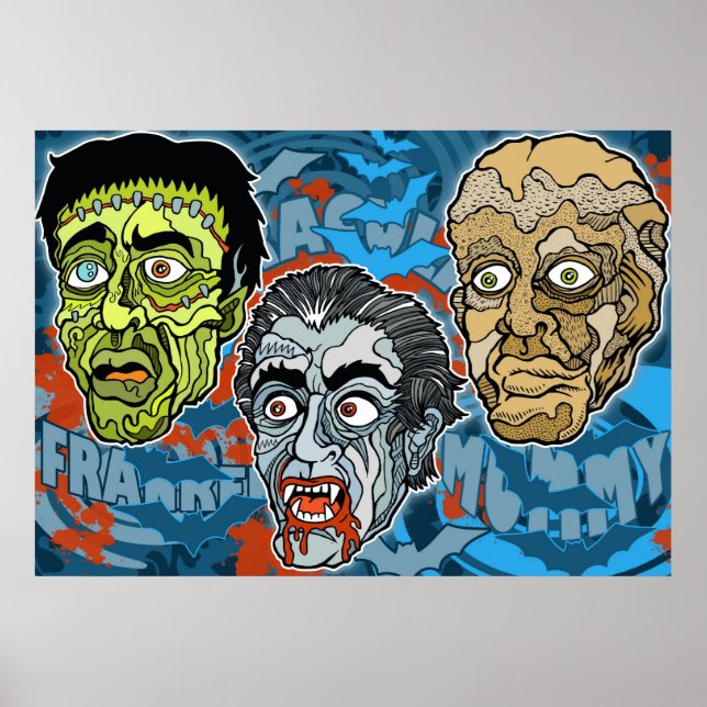 Poster Frankenstein Dracula, A múmia (Frente)