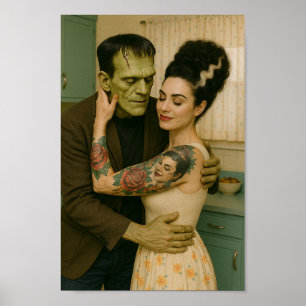 Poster Frankenstein e Bride MCM Art