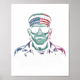 Poster Frankenstein Monster Lover Sungles Bandeira Dos Eu