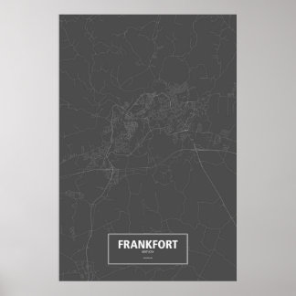 Póster Frankfort, Kentucky (branco no preto)
