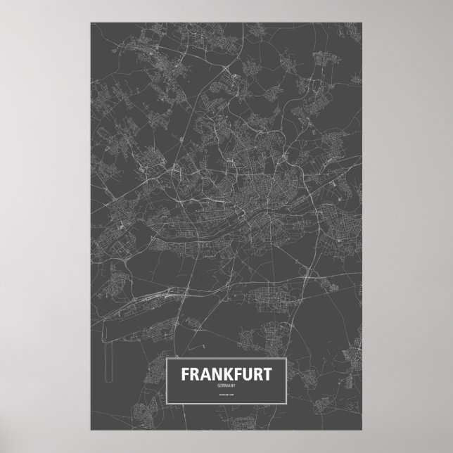 Poster Frankfurt, Alemanha (branco a preto) (Frente)
