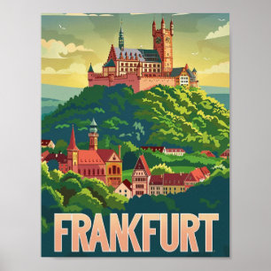 Poster Frankfurt Alemanha Famosa Local de Viagens vintage