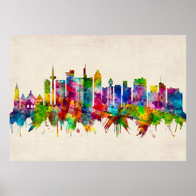 Poster Frankfurt Alemanha Skyline (Frente)