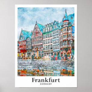 Poster Frankfurt Alemanha Viagem Watercolor