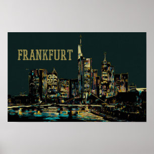 Poster Frankfurt por Night Cityscape Illustration, Aleman