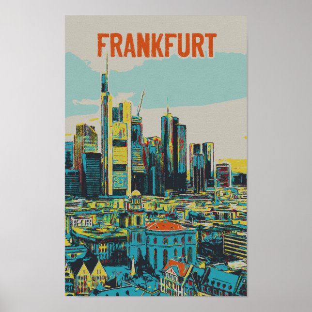 Poster Frankfurt Skyline, o Hub Financeiro da Alemanha (Frente)