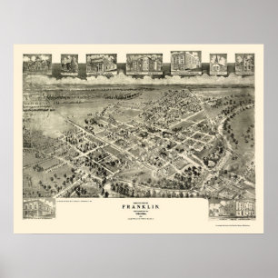 Póster Franklin, mapa panorâmico do VA - 1907