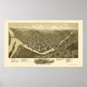 Póster Franklin, PA Panorâmica Mapa - 1901