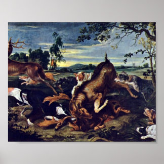 Póster Frans Snyders - caça aos veados