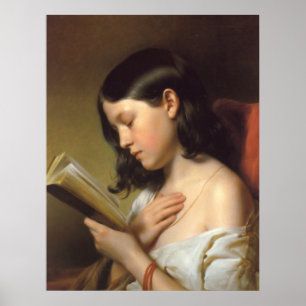 Póster Franz Eybl - Lesendes Mädchen (menina) da leitura