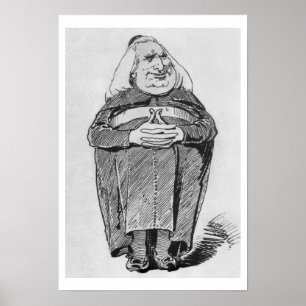 Póster Franz Liszt (1811-86) como o abade, caricatura 'de