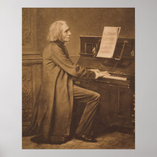 Póster Franz Liszt no piano