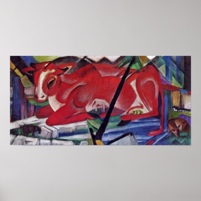 Póster Franz Marc - A vaca mundial (Frente)